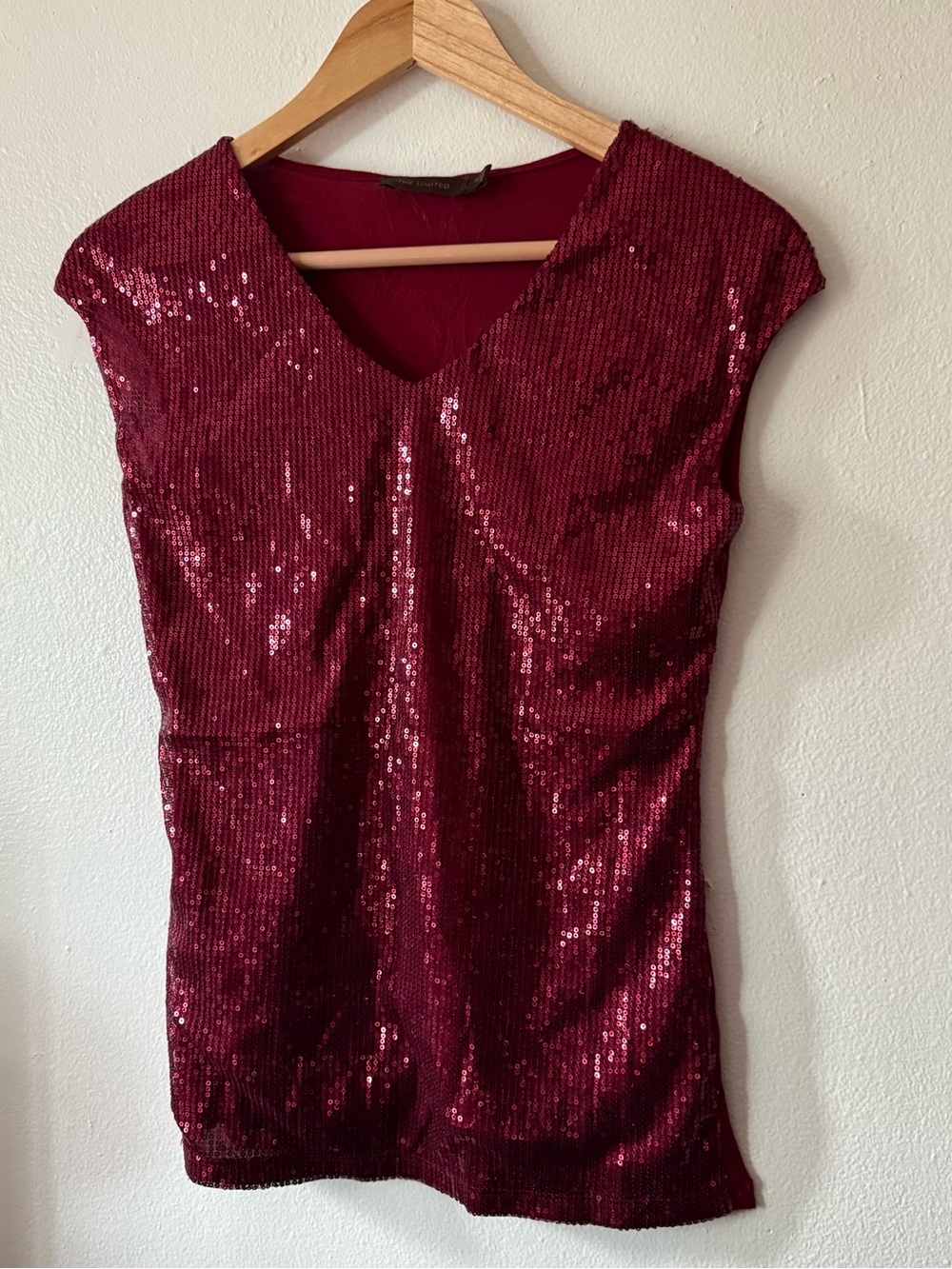 Y2K The Limited Burgundy Sequin V-Neck Top